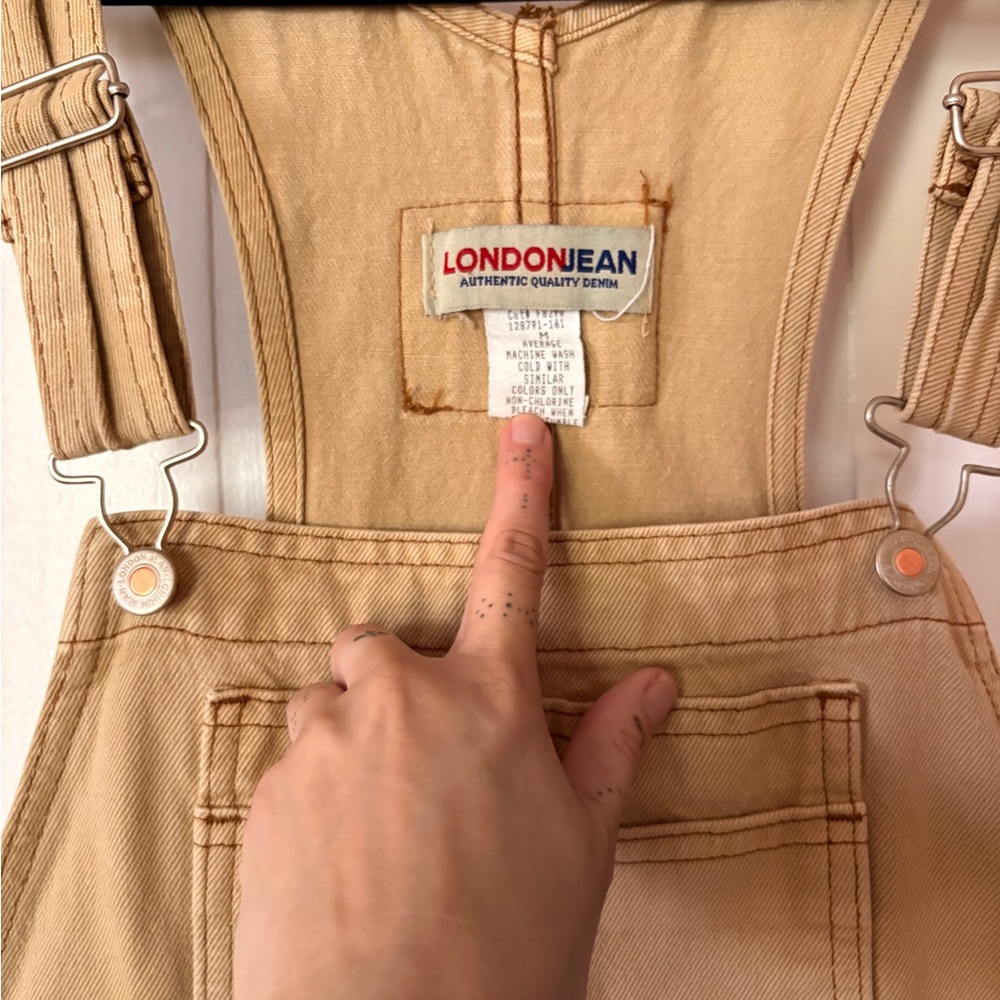Vintage Denim Women's Tan Overalls - Picture 4 of 5